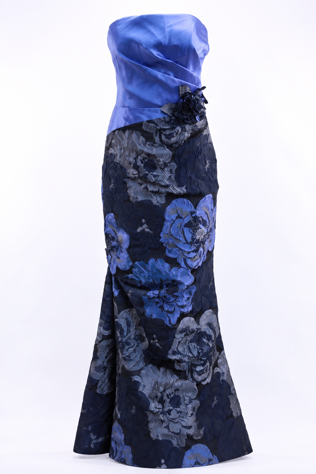 Сатенена жакардова рокля с флорални мотиви Terani Couture UK12