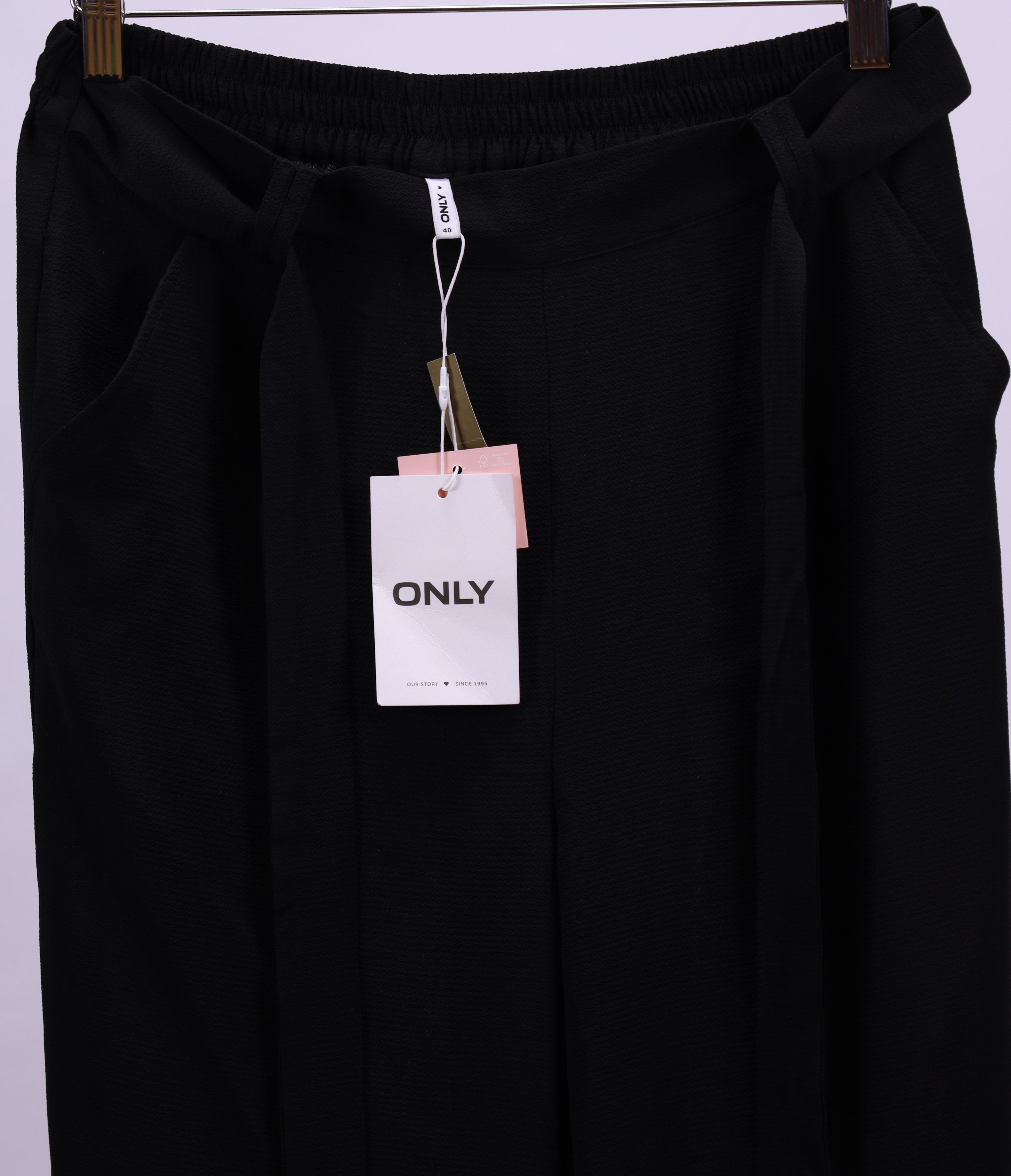 Черен широк панталон Only