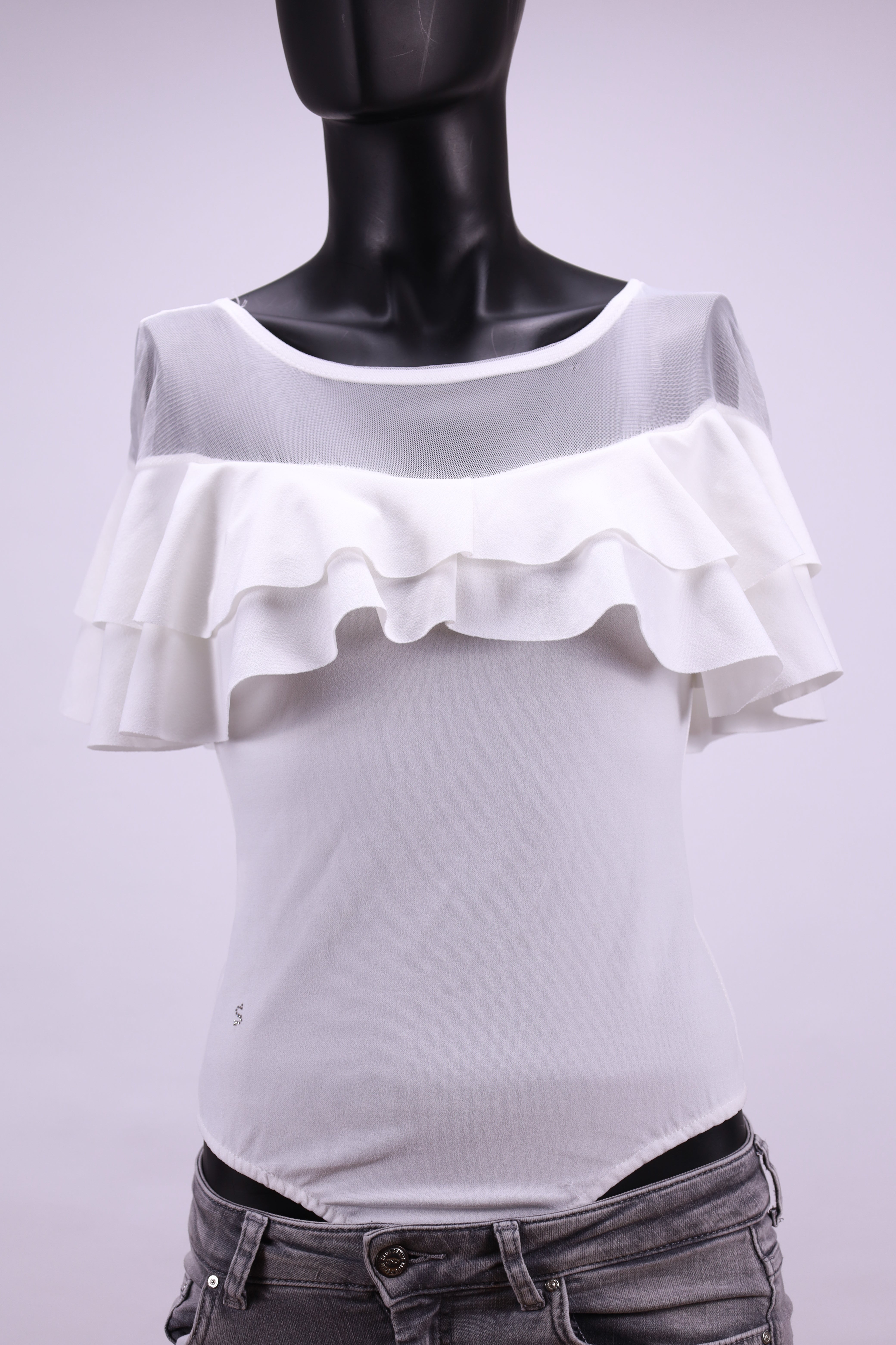 Бяло боди Swarovski