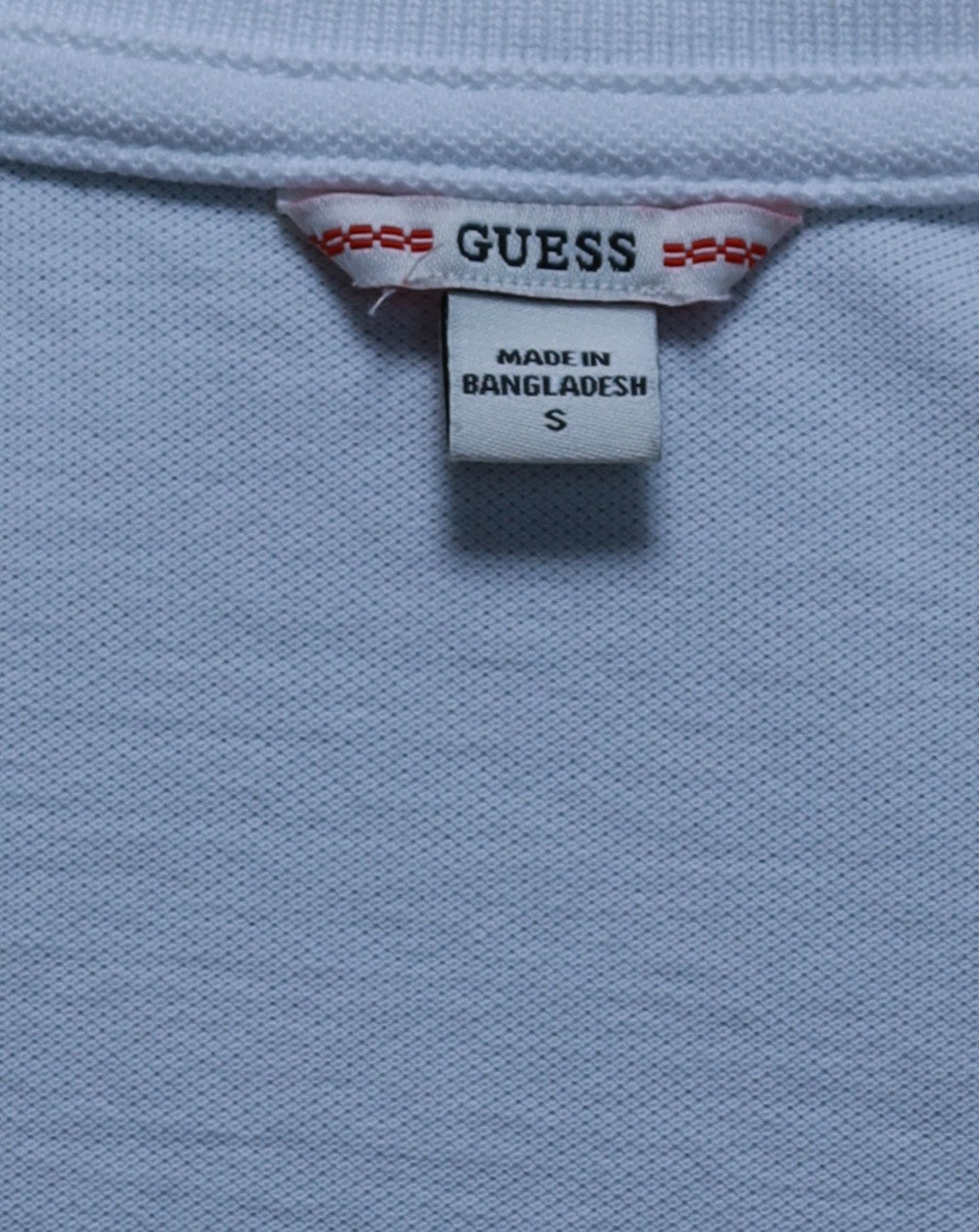 Бяла тениска с яка Guess S